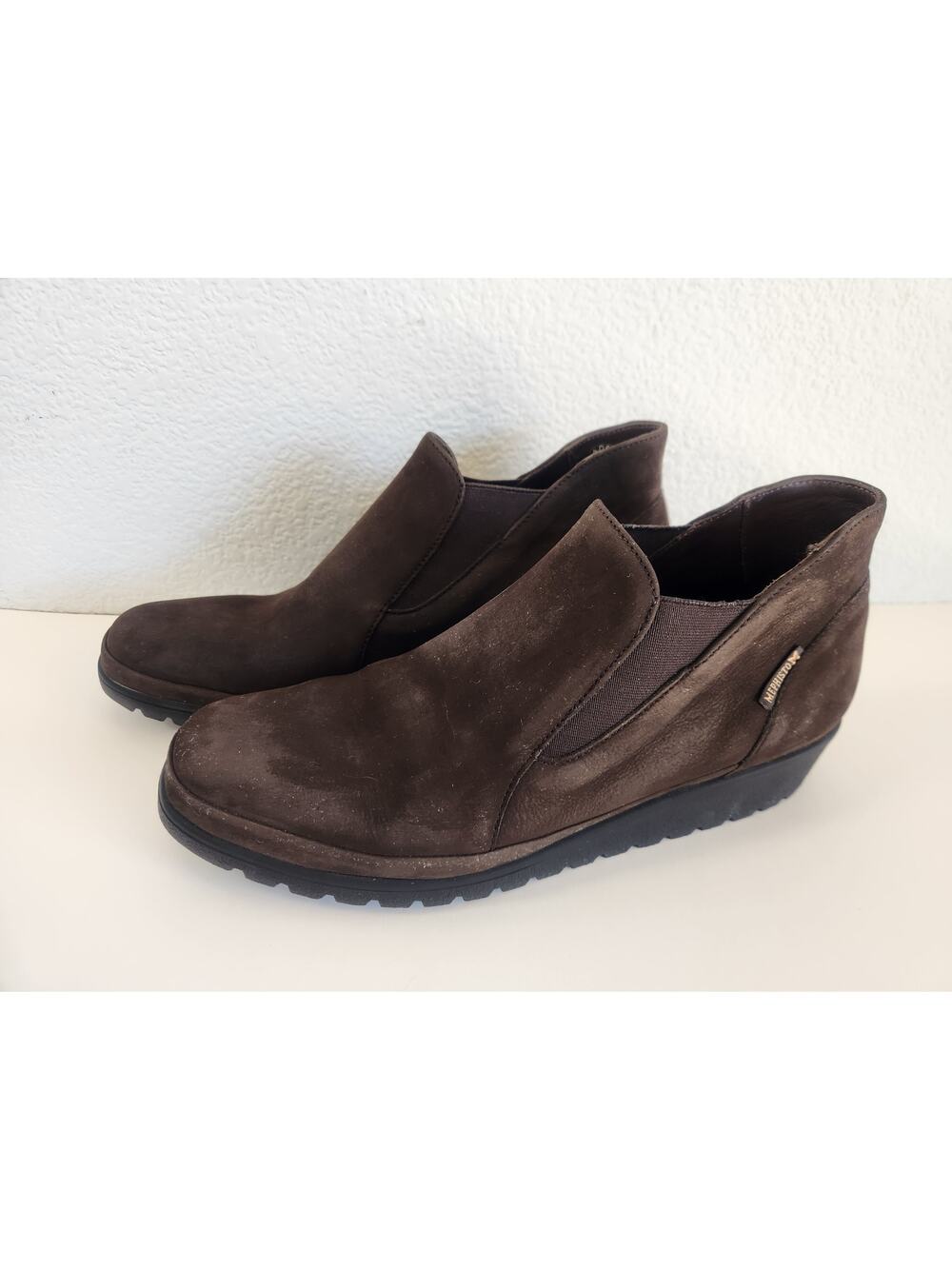 Mephisto Rosita Wedge Slip on Boot in Brown Suede Women Size 9 Excellent